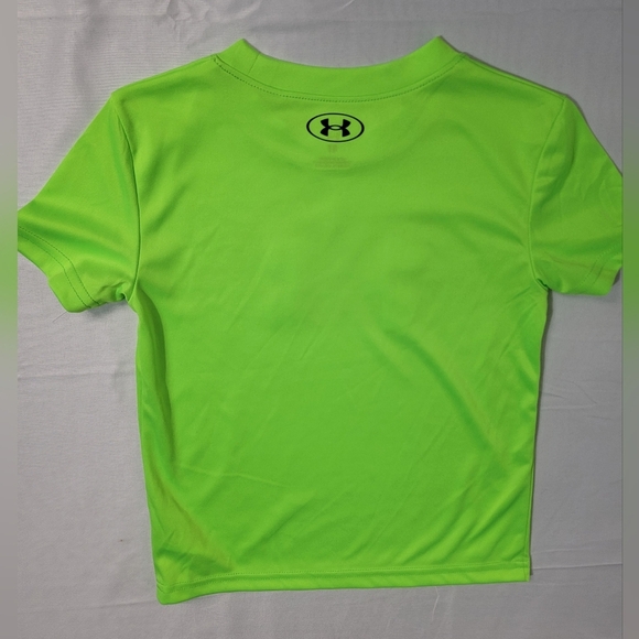 Under Armour All Spots Logo Neon Green Kids' Short Sleeve Tee Size 4T - Picture 2 of 5